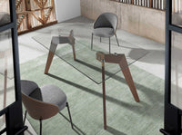 Tavolo da pranzo rettangolare vetro temperato e noce