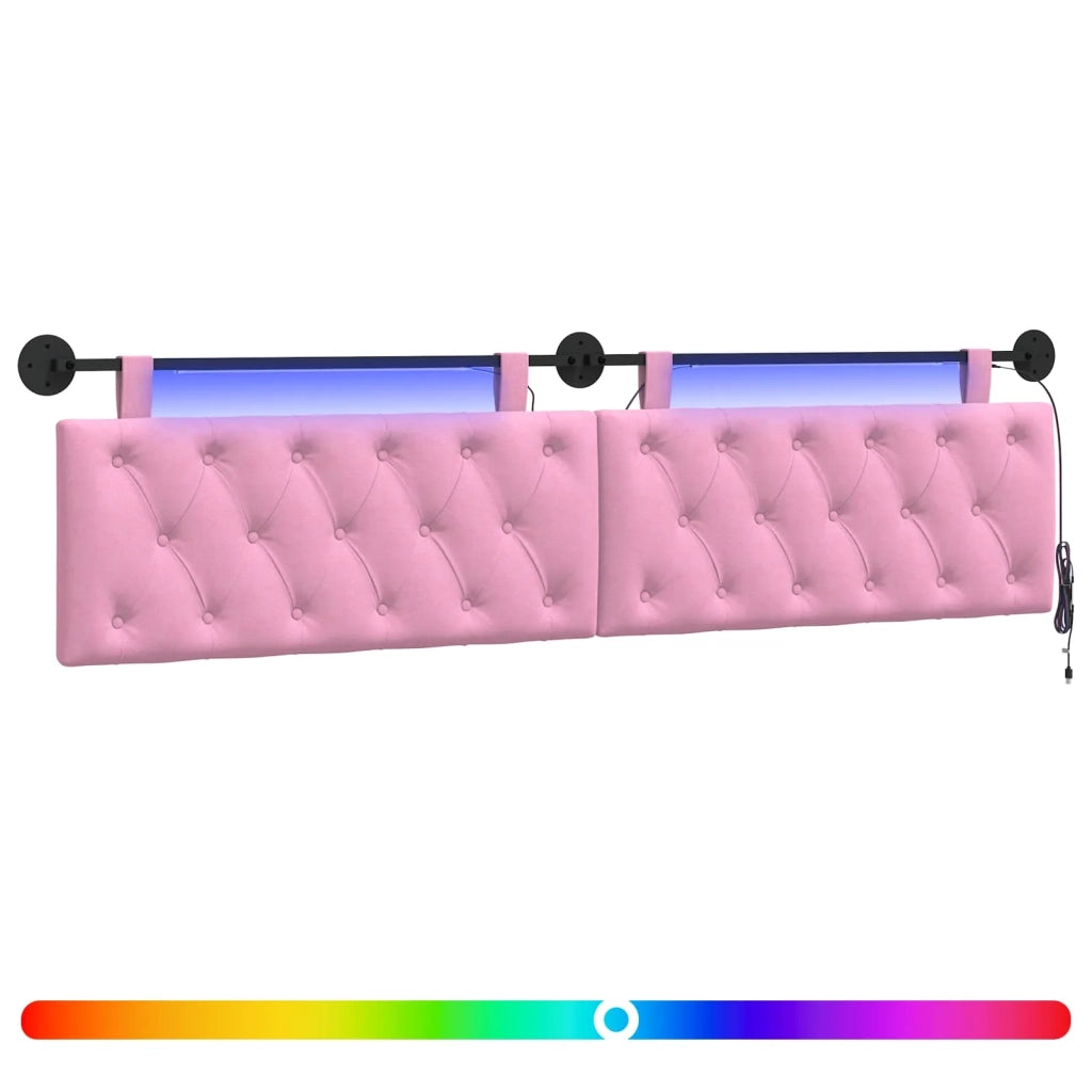 Testiera sospesa Con luce LED Rosa Tessuto
