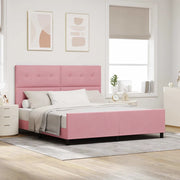 Letto a molle con testiera Rosa 180 x 200 cm Velluto