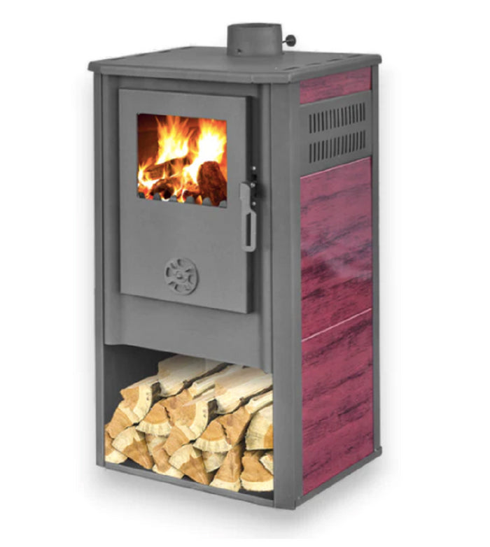 STUFA A LEGNA  KURSAL DE LUXE ROSSO 49x44xH93 cm. 7,2 Kw