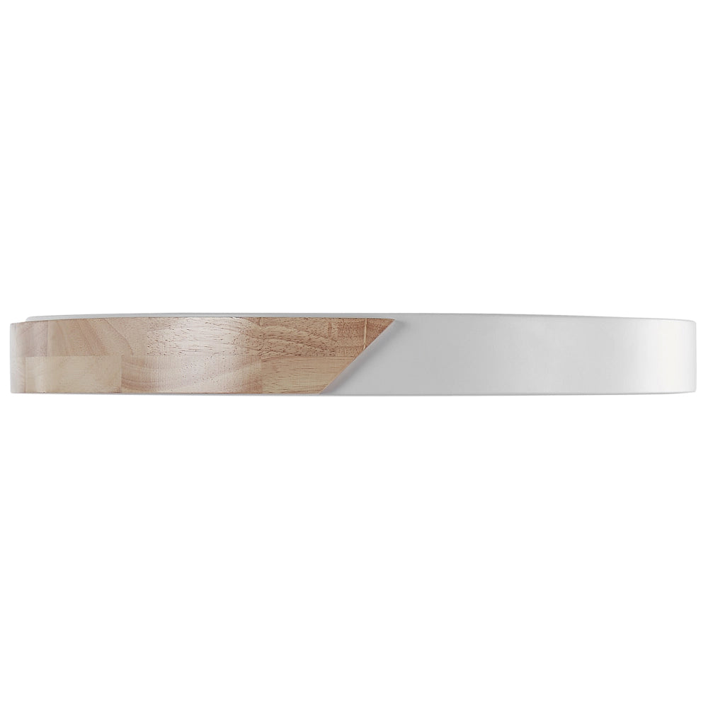 Lampada da soffitto bianca con luci a LED integrate in legno chiaro in acciaio acrilico di forma rotonda Illuminazione moderna decorativa