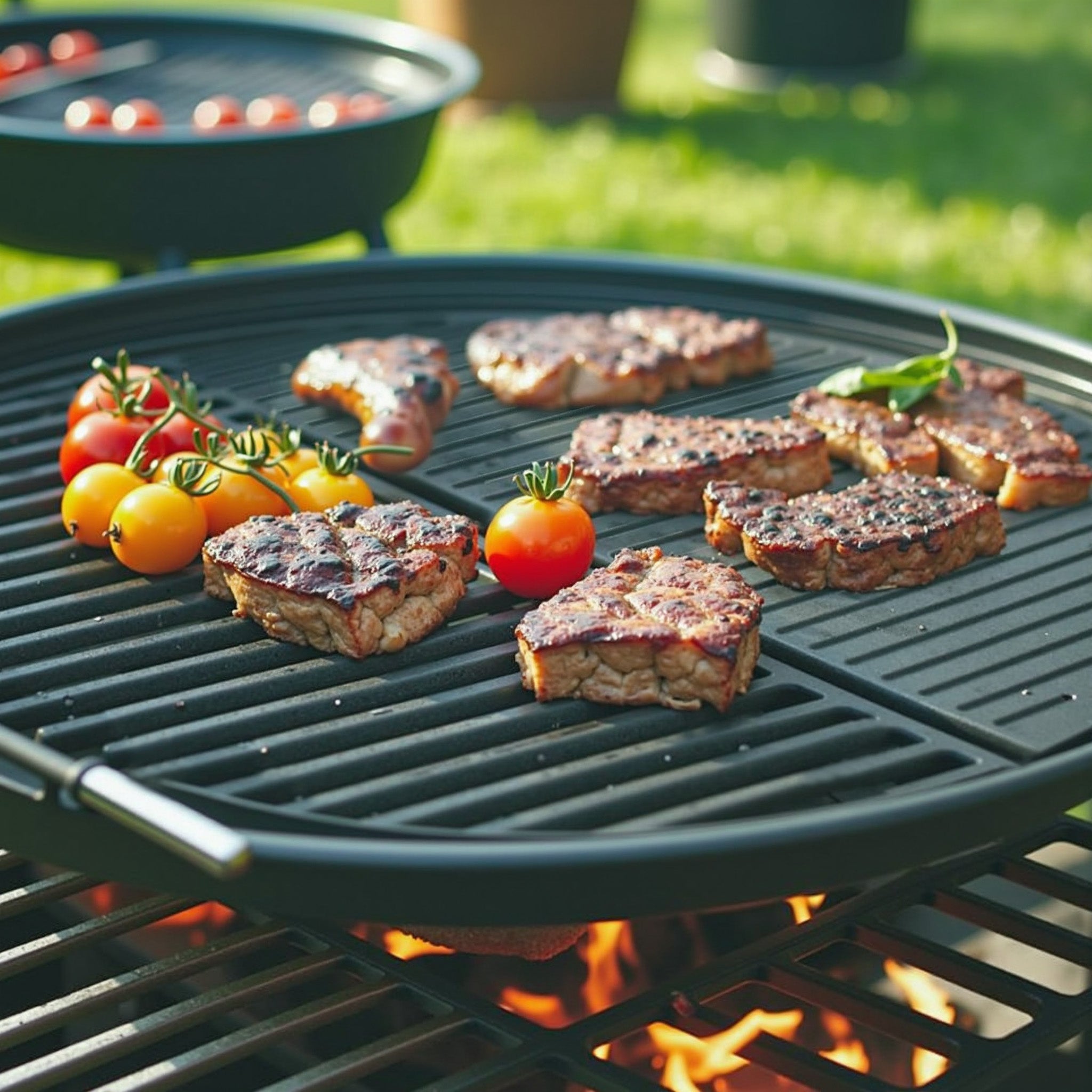 Griglia in ghisa, forma a mezza luna, 49,8 x 24,3 x 0,9 cm, per barbecue, bistecchiera, ideale per grigliare carne, pesce, verdure