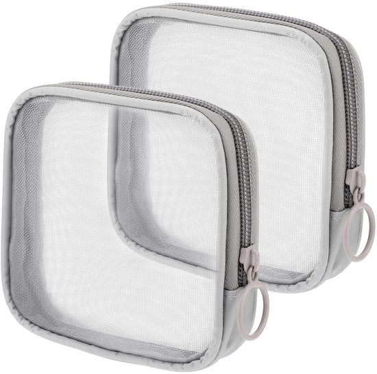Borsa per trucco - Borsa mini per bagno - Leggera - Grigia - Borse - Cura personale - Adatta per uso quotidiano - Grigia