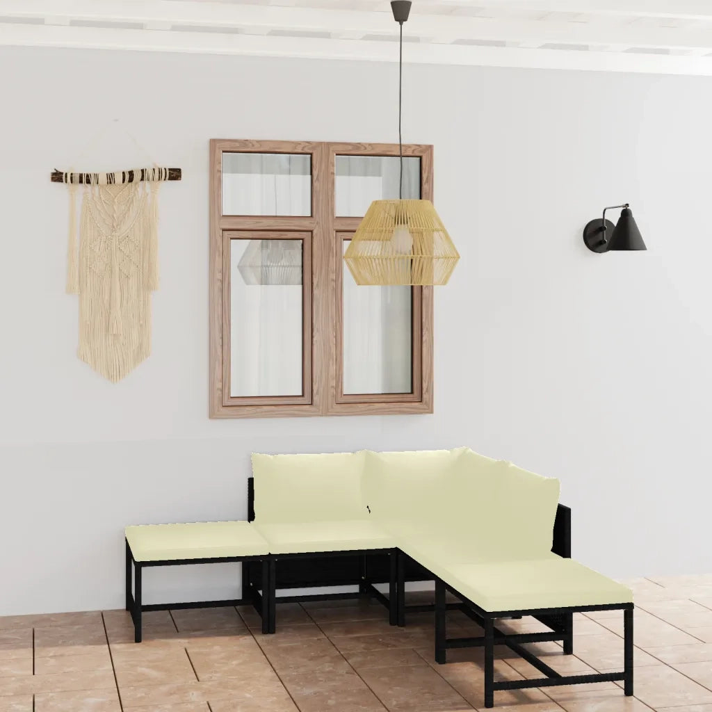Set Divani da Giardino 6 pz con Cuscini in Polyrattan Nero cod mxl 41550
