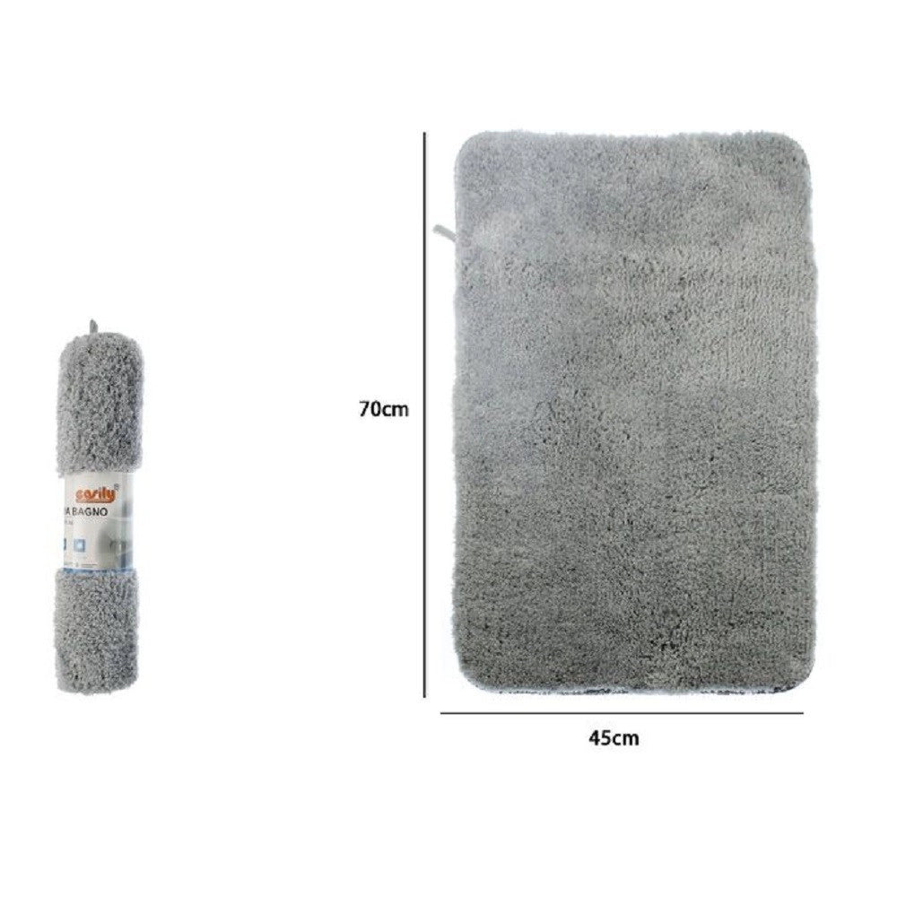 Trade Shop - Tappeto Tappetino In Tessuto Morbido Per Arredo Bagno 45 X 70 Cm Grigio 79926 -