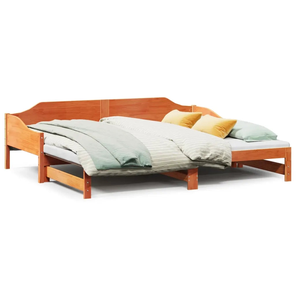 Divano con letto | Sof¨¤ letto | Letto singolo Estraibile Marrone Cera 80x200cm Massello Pino