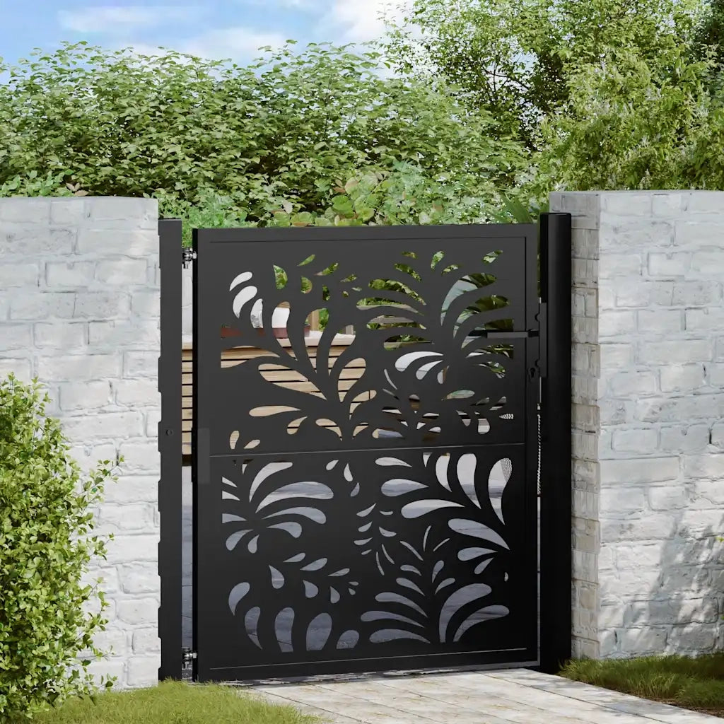 Cancello da giardino nero 100x100 cm in acciaio design ondulato CFW8720043