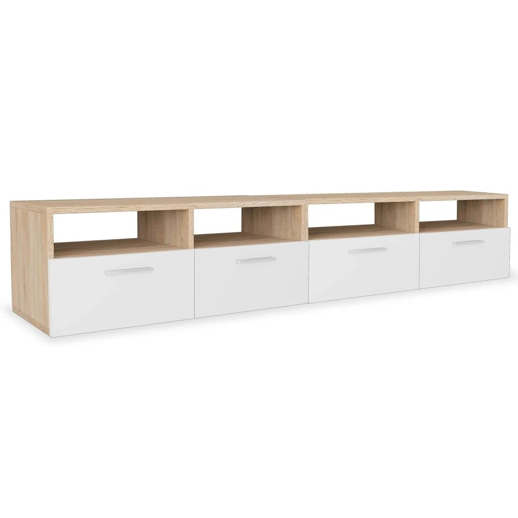 Pratico mobile porta TV/credenza di design in truciolare 95 cm finitura rovere e bianco 2502044
