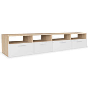 Pratico mobile porta TV/credenza di design in truciolare 95 cm finitura rovere e bianco 2502044