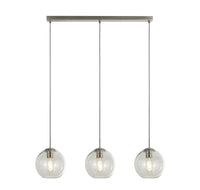 Lampadario Contemporaneo Balls Acciaio Cromo Vetro Trasparente 3 Luci E14