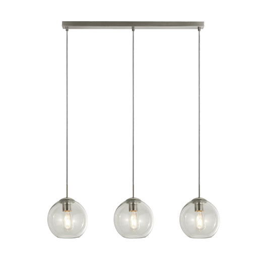 Lampadario Contemporaneo Balls Acciaio Cromo Vetro Trasparente 3 Luci E14