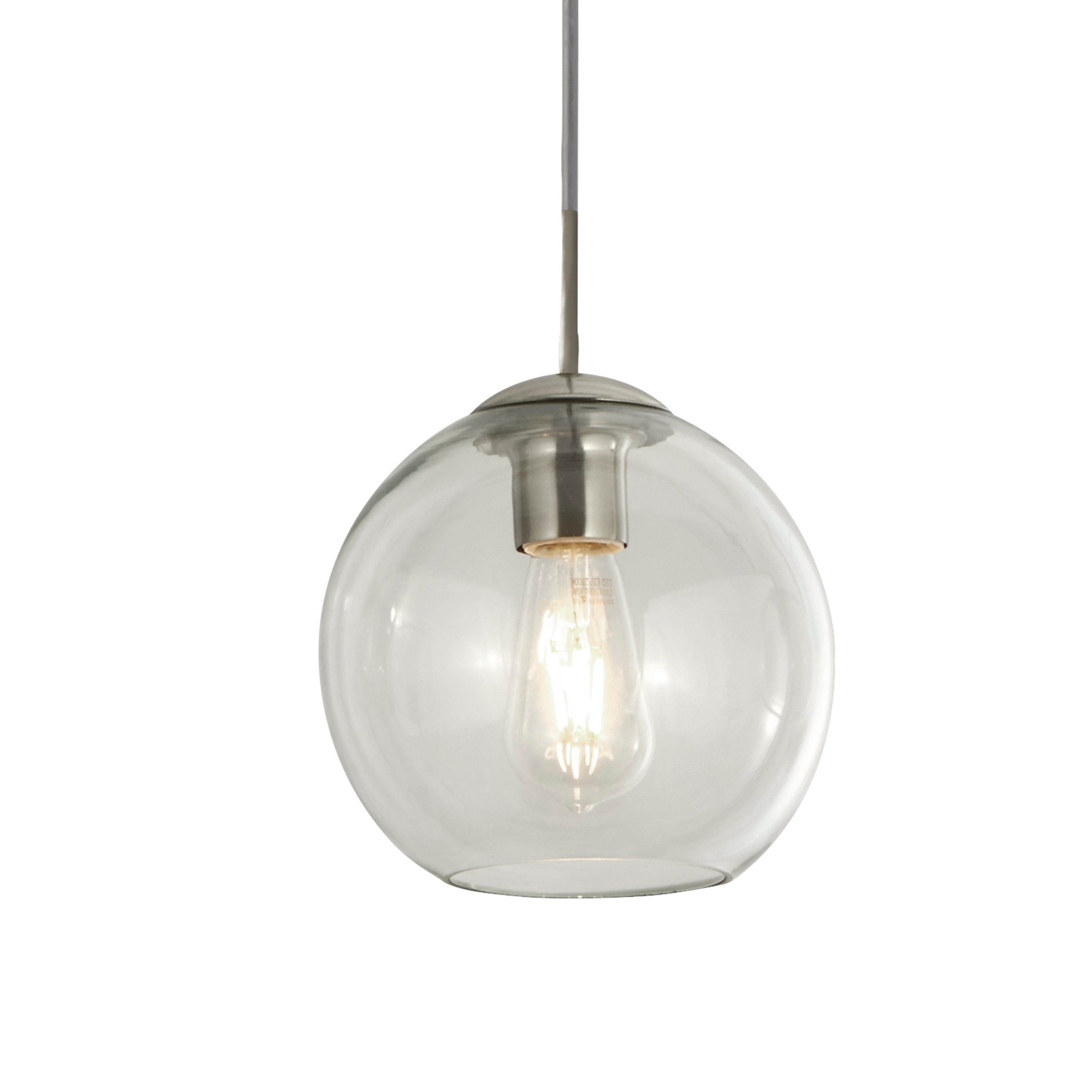 Lampadario Contemporaneo Balls Acciaio Cromo Vetro Trasparente 3 Luci E14