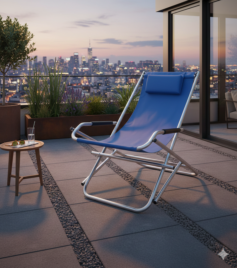 Sedia Sdraio Basculante Pieghevole in Alluminio Elba Blu