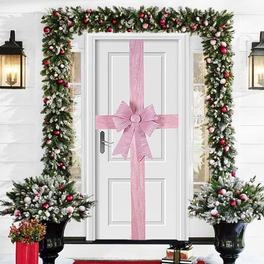 Fiocco Natalizio Rosa Fuoriporta Decorazione di Natale 49x52cm Addobbo per Porta