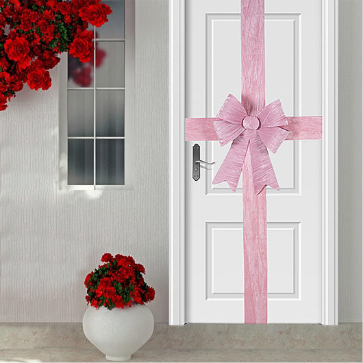 Fiocco Natalizio Rosa Fuoriporta Decorazione di Natale 49x52cm Addobbo per Porta