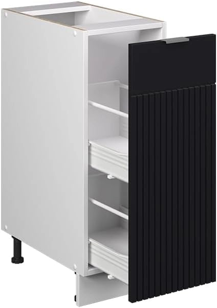 Mobile lavello cucina Fame-Line, Nero a righe, 80 cm con ripiano, PL Marmo