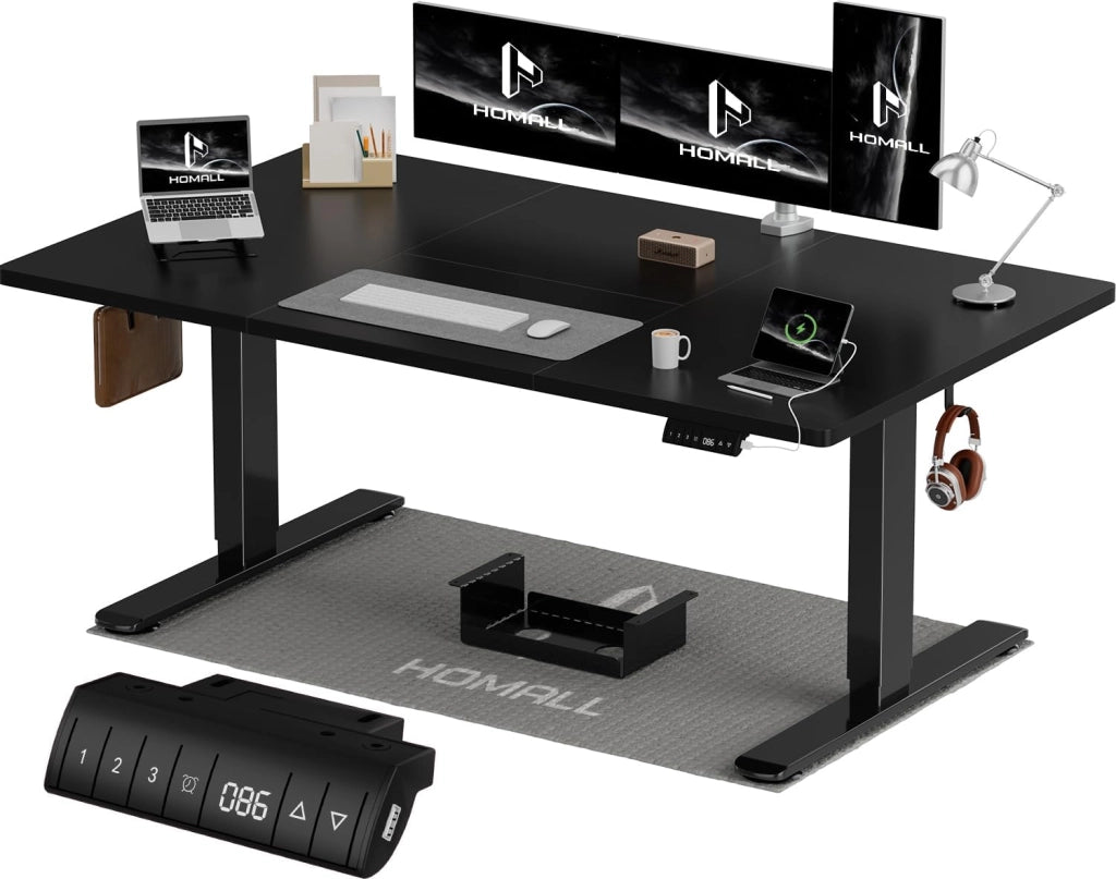 140x70 CM scrivania regolabile in altezza, scrivania da ufficio con quattro sezioni, scrivania per computer con funzione di memoria.