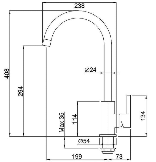 Rubinetto miscelatore per cucina avena sabbia, canna ombrello