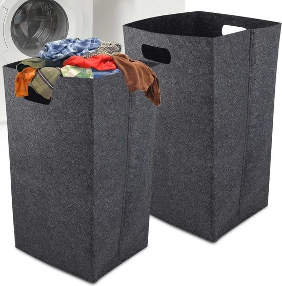 Set di 2 sacchi di stoccaggio in velluto, opzionale, 60 litri, pieghevole, per camera da letto, bagno, cucina e soggiorno, grigio scuro