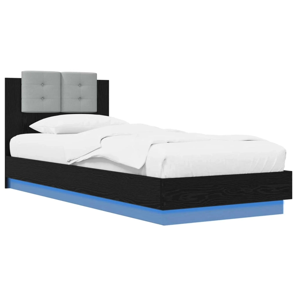 Letto con LED Rovere Nero 80 x 200 cm Legno ingegnerizzato 3429667