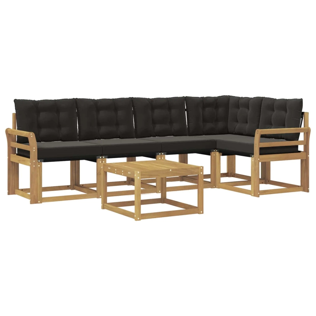 Set di divani da esterno con cuscino 6 pcs Bianco e Nero