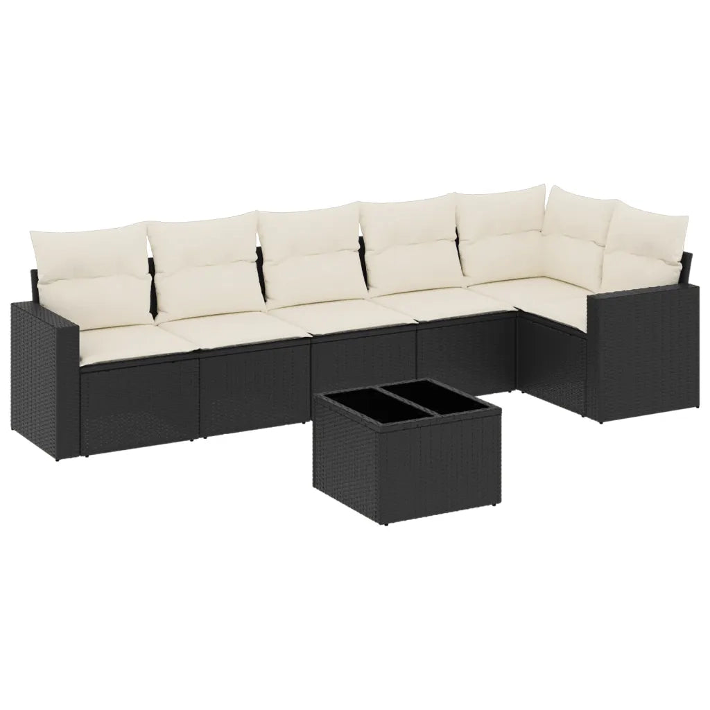 Set Divani da Giardino con Cuscini 7pz Nero Polyrattancod mxl 110994