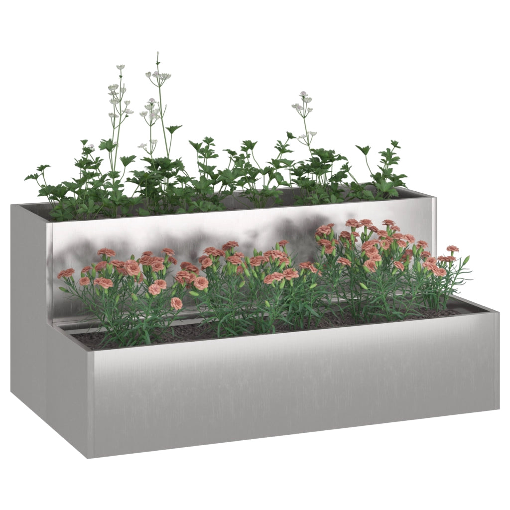 Fioriera da Giardino 2-Tier 100x60x45 cm Acciaio Inossidabile