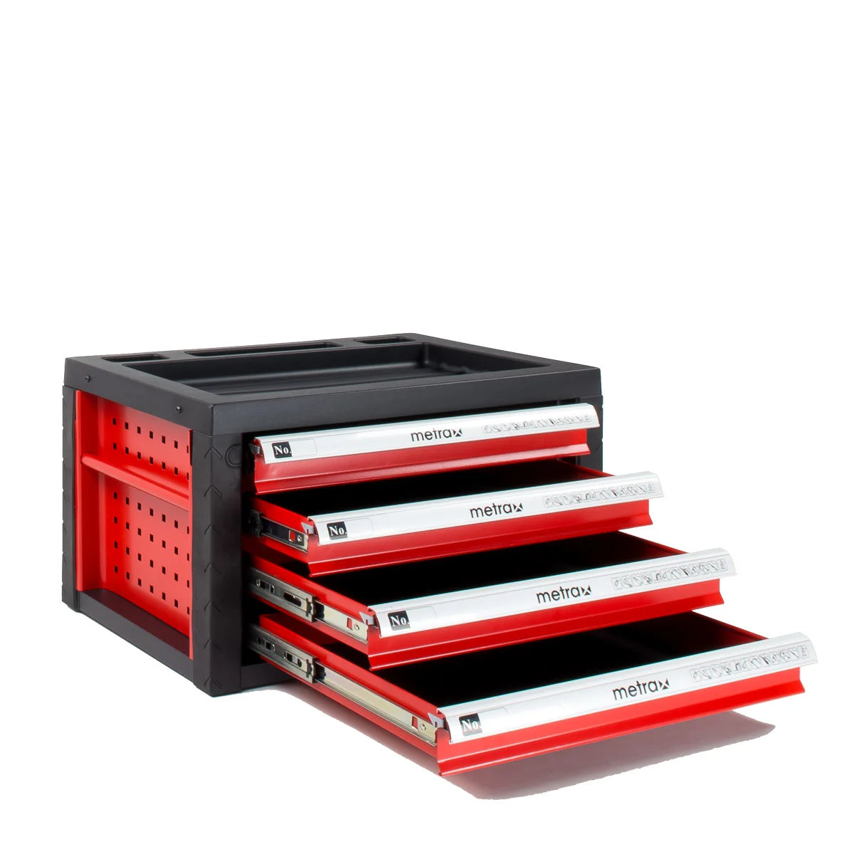 Cassetta degli attrezzi su carrello portautensili, colore rossa