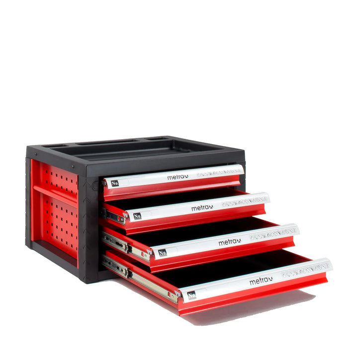 Cassetta degli attrezzi su carrello portautensili, colore rossa