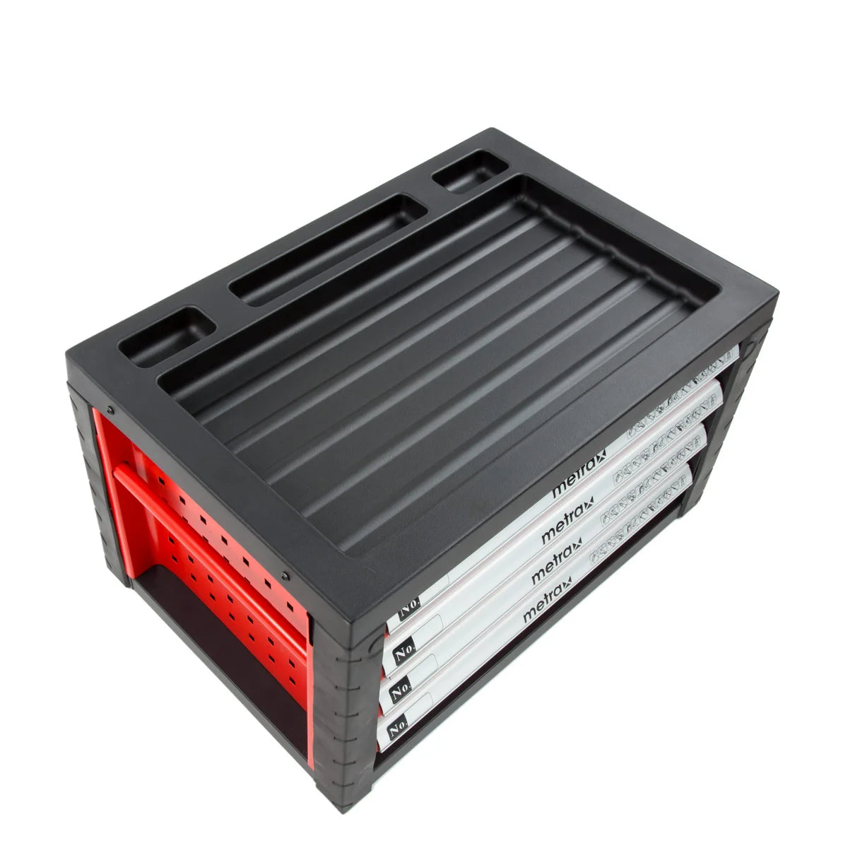 Cassetta degli attrezzi su carrello portautensili, colore rossa