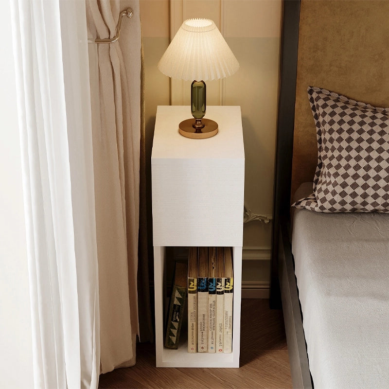Comodino bianco con cassetto, tavolino con ripiano, moderno loft camera da letto 55 cm
