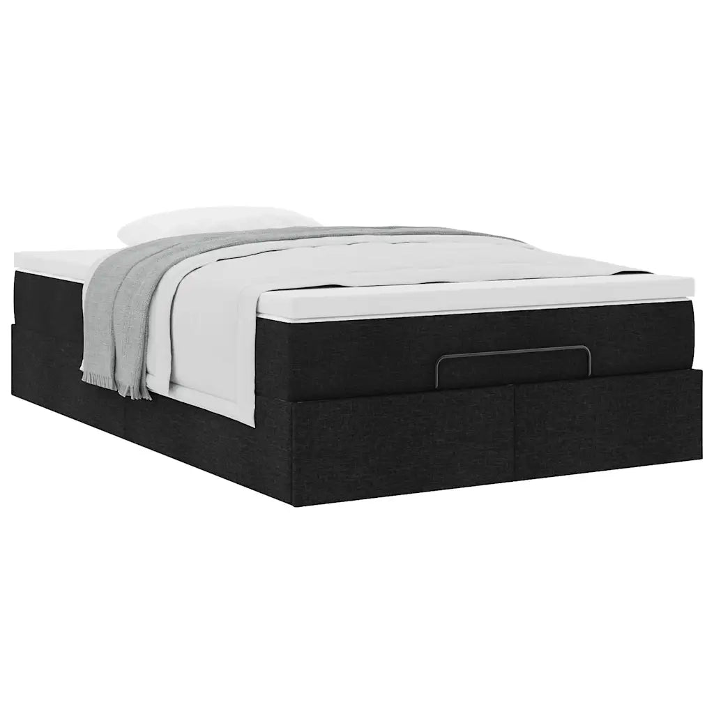 Struttura Letto Pouf con Materasso Nero 120x190 cm in Tessuto 3311094
