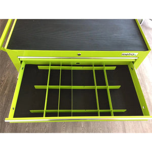 Carrello portautensili largo, 7 cassetti S47, colore verde
