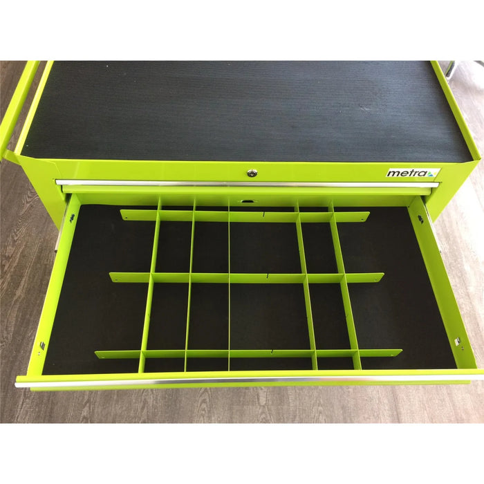 Carrello portautensili largo, 7 cassetti S47, colore verde