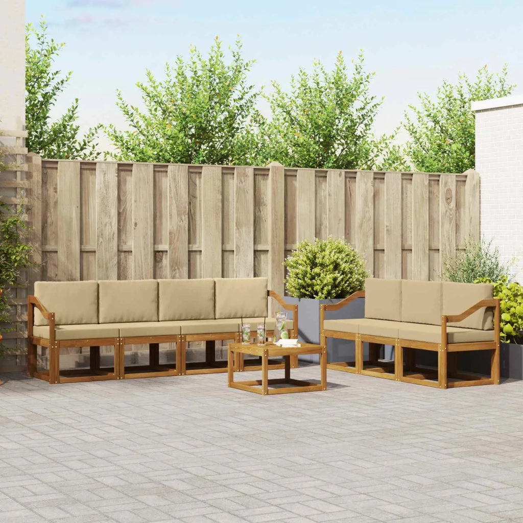 Set di divani da esterno con cuscino 8 pcs Naturale e Beige 3366131
