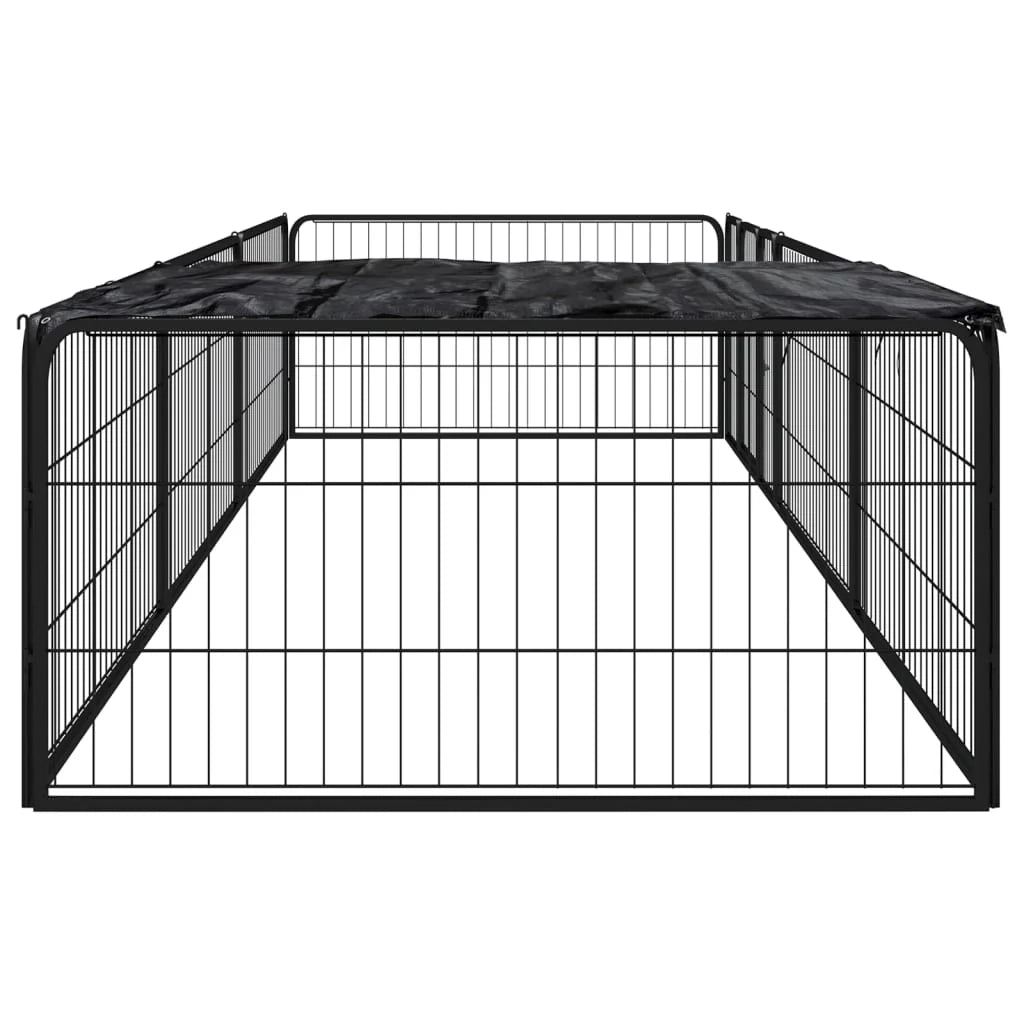 Recinto per cani 8 pannelli 100 x 50 cm acciaio verniciato a polvere nero 02_0043649