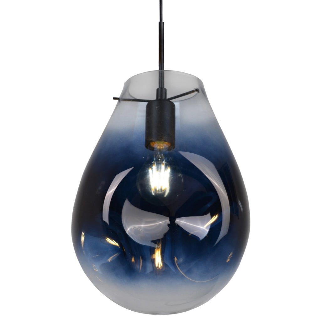 Lampada a sospensione Polux Kimberly vetro blu E27 Ø20