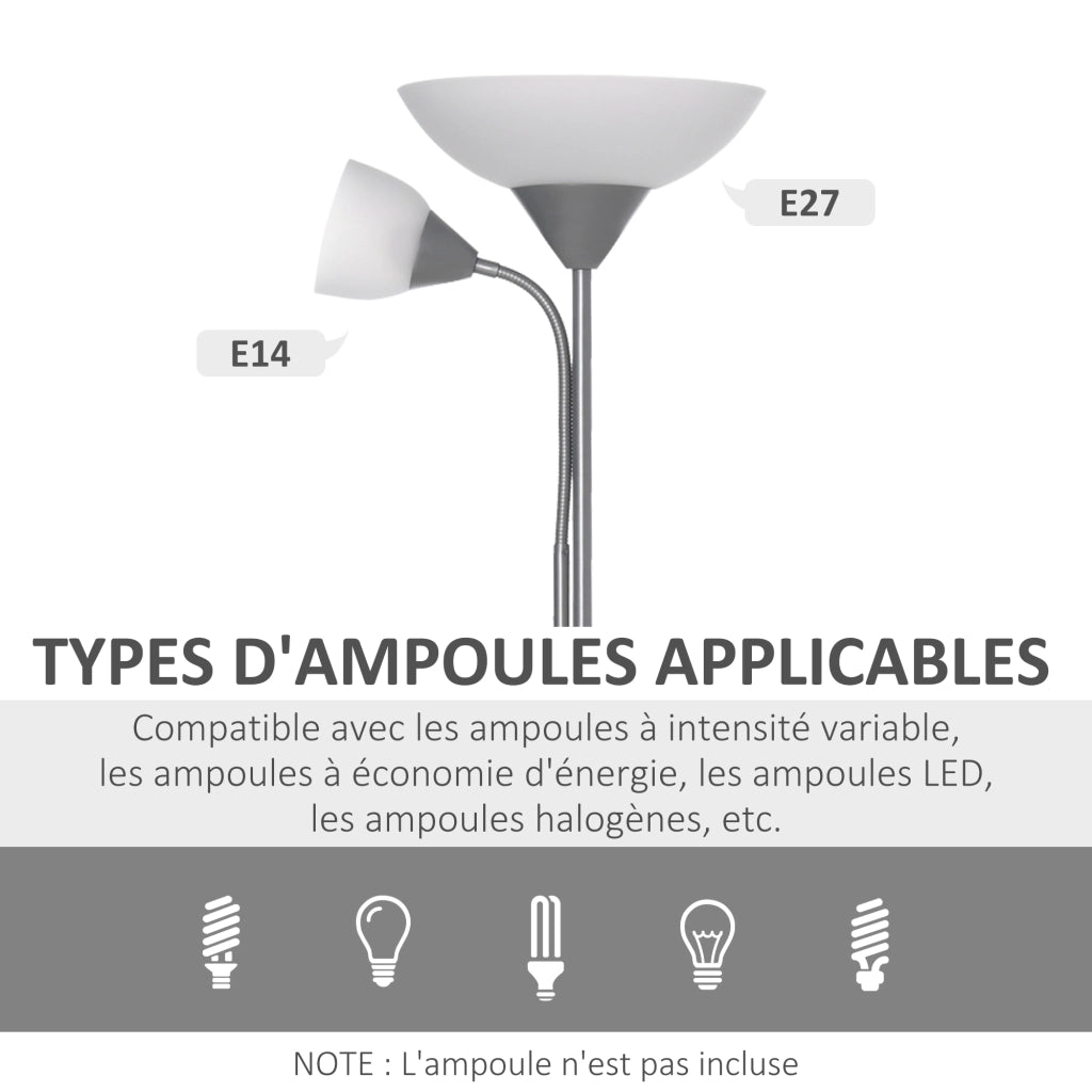 Lampada da terra con 2 teste E27 E14 ¨C Zephmum ¨C base metallo ?28x179.5 cm