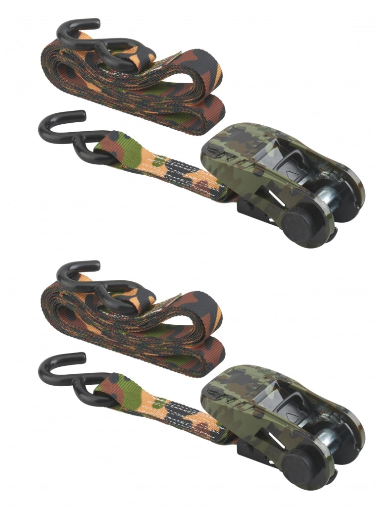 Set di 2 cinghie 5 m con cricchetto e gancio a S, mimetiche, 27 mm – THIRARD