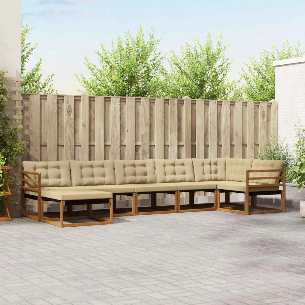Set di divani da esterno con cuscino 7 pcs Naturale e Beige