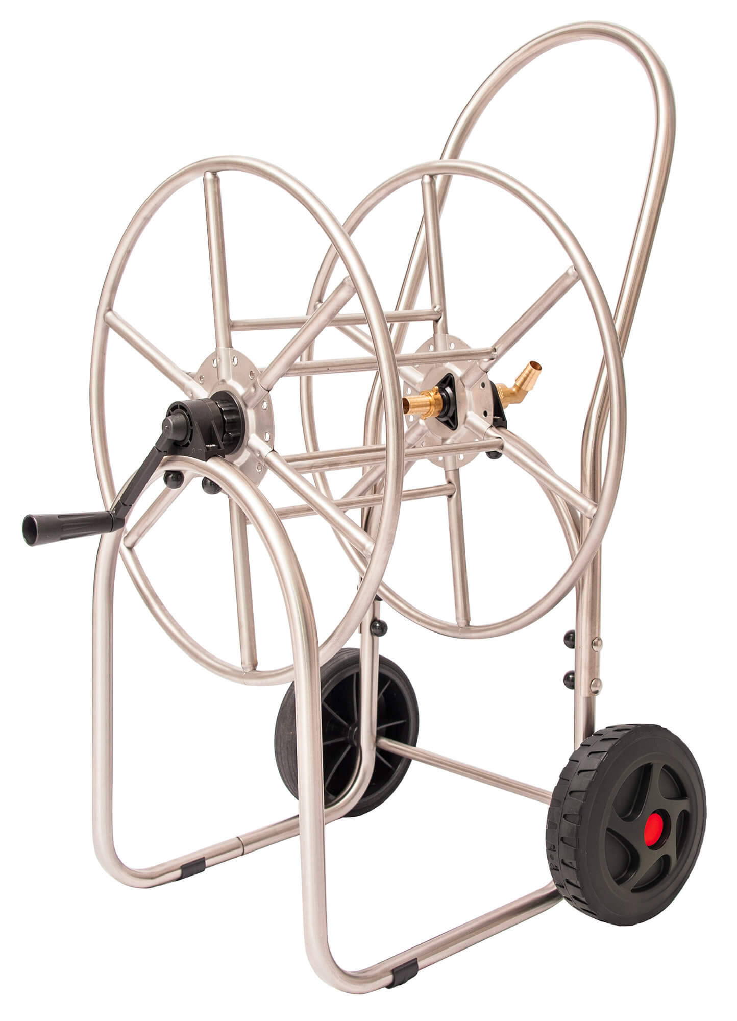 Carrello Avvolgitubo Manuale con Ruote 80 mt Tubo Ø3/4” in Acciaio Inox Agrati