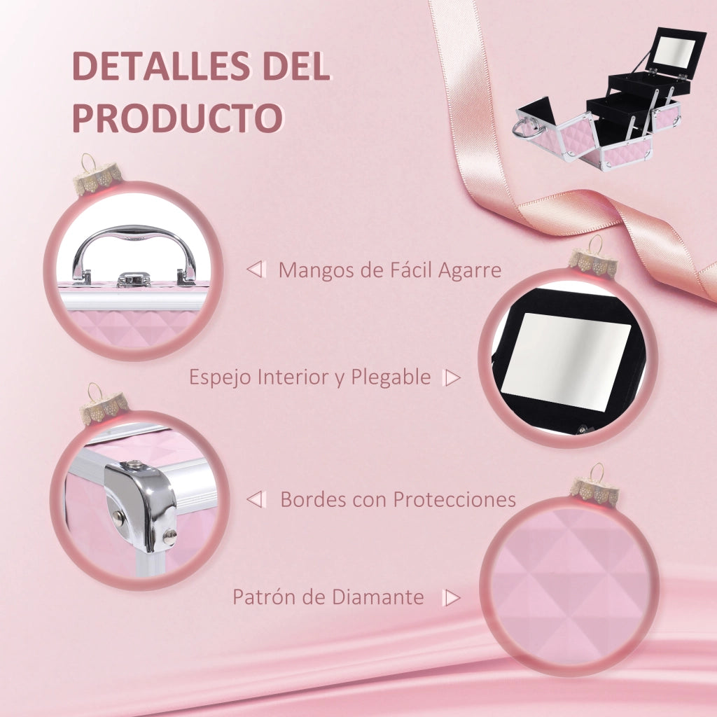 Portacosmetici professionale con specchio ¨C zephmum ¨C 20x15x15cm alluminio