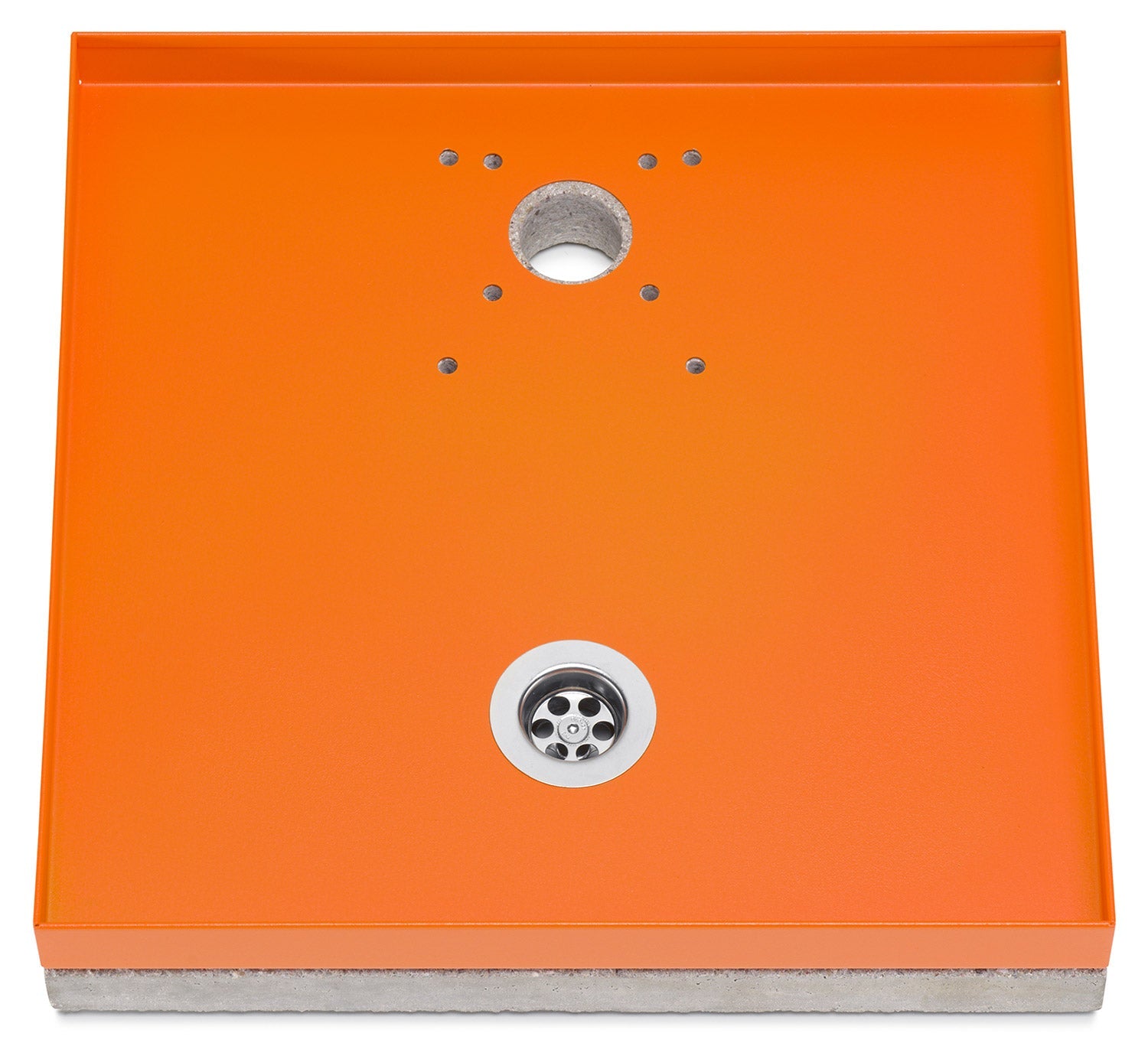 Base Portaciottolo per Fontane 40x40x8 cm in Metallo con Base in Cemento Belfer 42/BSE/10 Arancione
