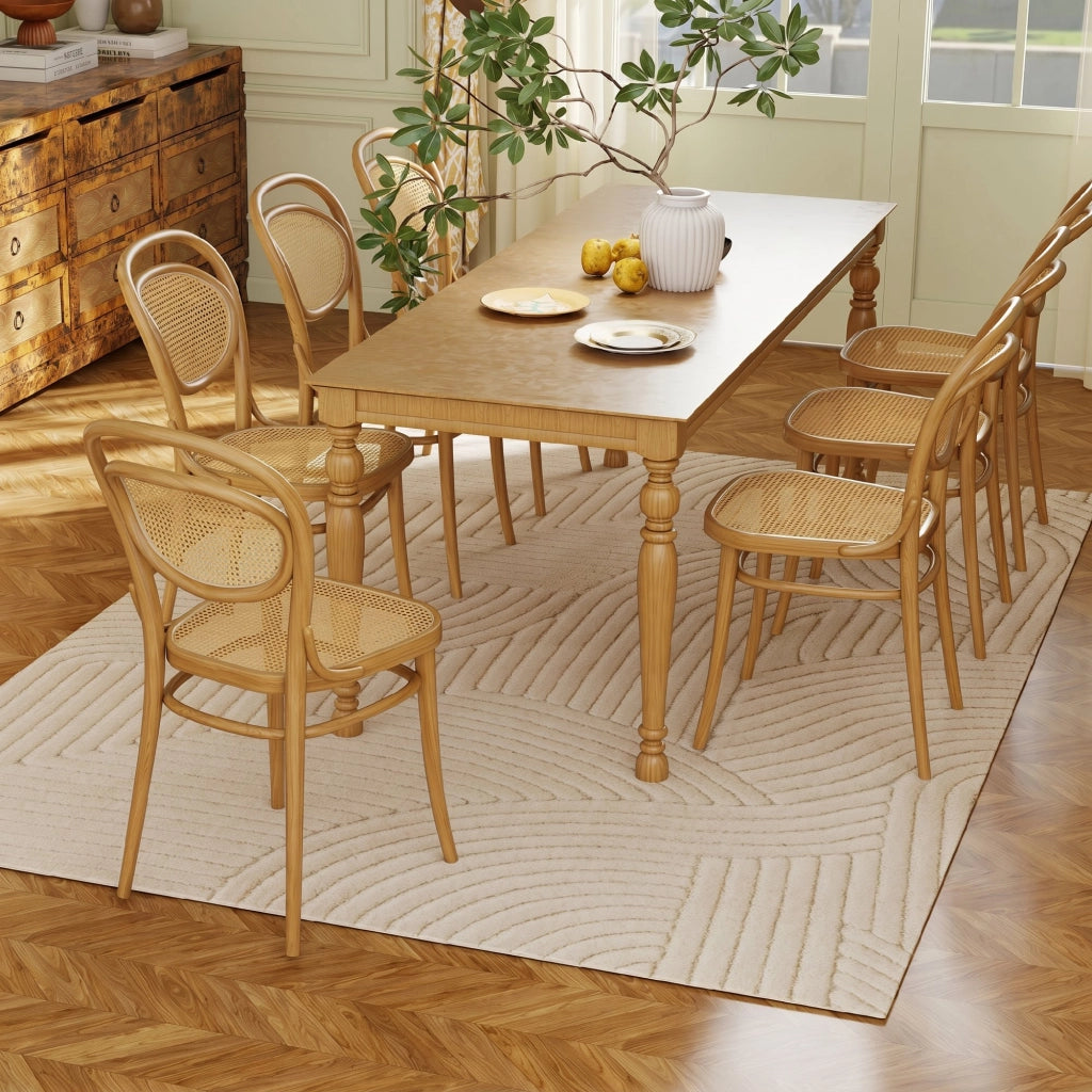 Tappeto Moderno Antiscivolo 230x160x1,7A cm con Design di Linee in Poliestere e Cotone Crema