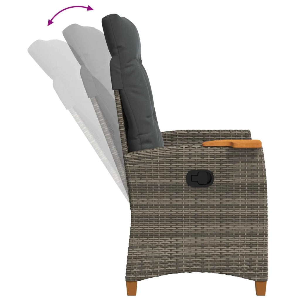 Poltrona reclinabile con tavolino 62 x 64 x 112 cm polyrattan