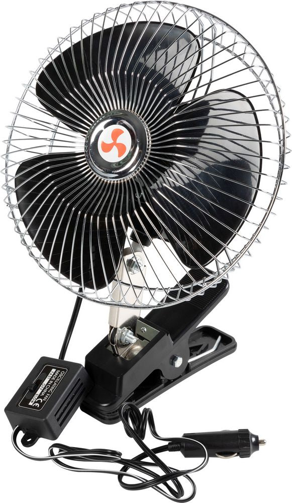 Ventilatore libeccio 12 V e 16W, 2 funzioni, con griglia cromata nero