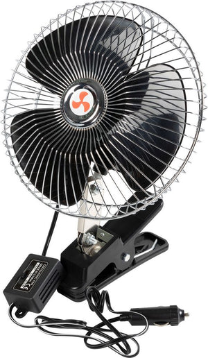 Ventilatore libeccio 12 V e 16W, 2 funzioni, con griglia cromata nero
