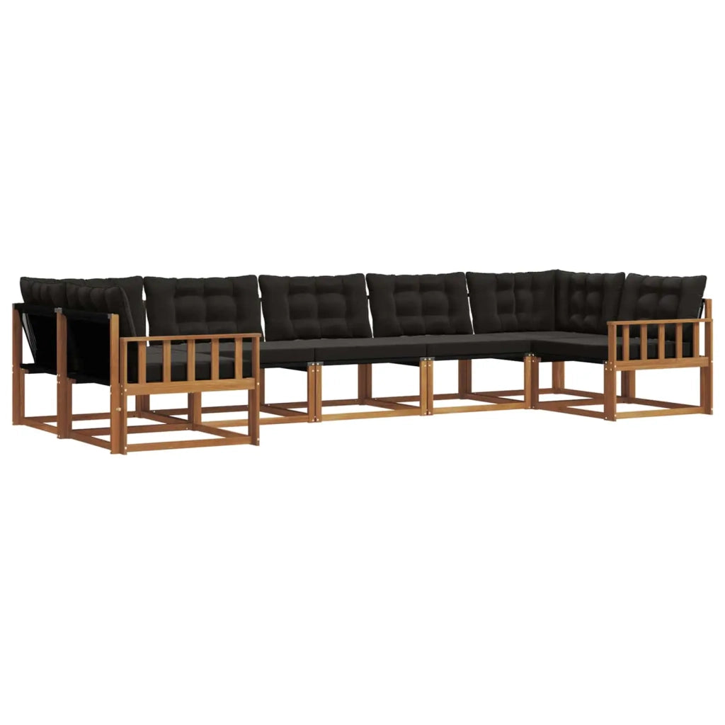 Set di divani da esterno con cuscino 7 pcs Naturale e Nero 3369815