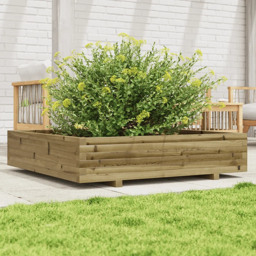 Fioriera | Cassetta per fiori | Vaso da Giardino 110x110x26,5cm in Legno di Pino Impregnato