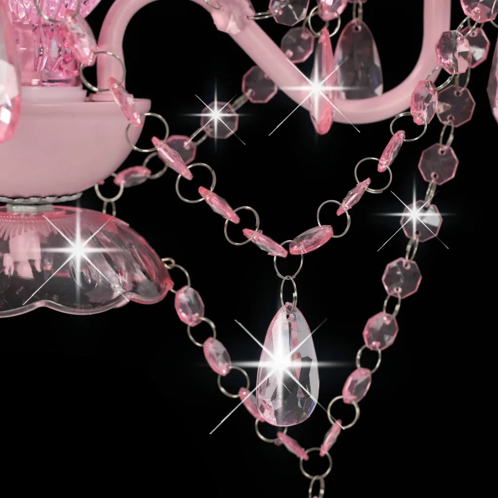 Lampadario con Perline Rosa Tondo 3 E14 CFW1549401